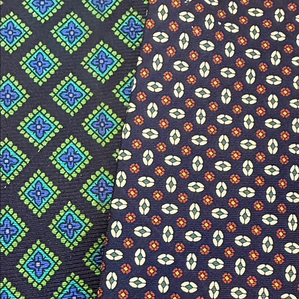 Brooks Brothers Patterned Luxury All Silk Ties  Lot of 2